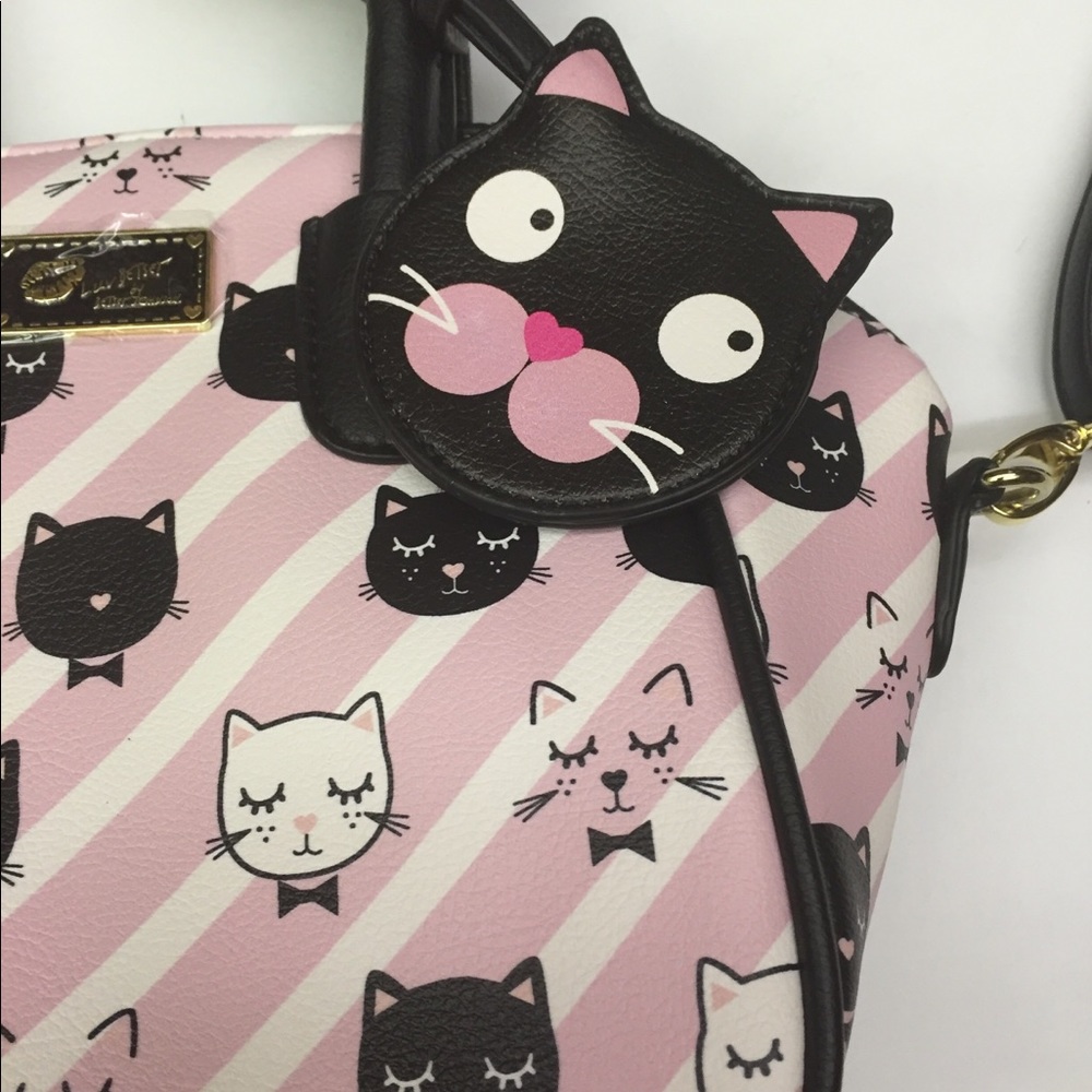 Luv๐Betsey Johnson Blk Cat Blush Pink Crossbody - Picture 2 of 8